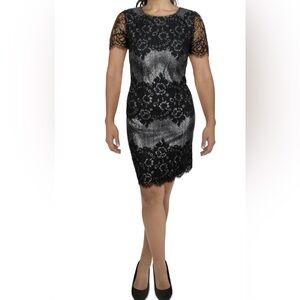 Kensie Womens Lace Scalloped Mini Dress